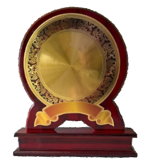 Elegant Gold Plate Award on Wooden Base